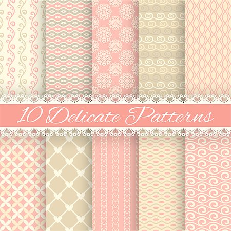 stripes pattern background vector - 10 Pastel loving wedding vector seamless patterns (tiling). Fond pink, green, white and blue colors. Endless texture can be used for printing onto fabric and paper or invitation. Heart, flower, curl. Stock Photo - Budget Royalty-Free & Subscription, Code: 400-07502367