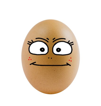 eggs with face - one  brown egg with happy face on white background . Stock Photo - Budget Royalty-Free & Subscription, Code: 400-07502621