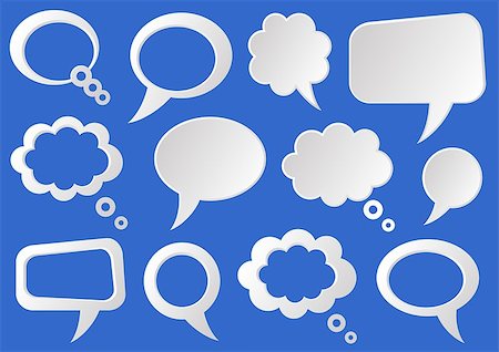 simsearch:400-07661639,k - White vector paper speech bubbles on blue background Stock Photo - Budget Royalty-Free & Subscription, Code: 400-07502896