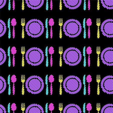 fork and spoon frame - Vector seamless pattern with colorful restaurant menu icons Stock Photo - Budget Royalty-Free & Subscription, Code: 400-07502893