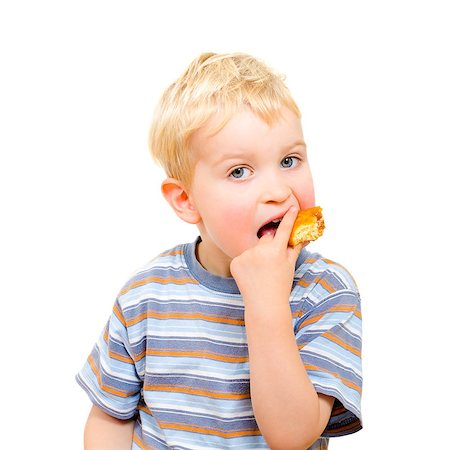 simsearch:400-06643567,k - Cute little boy eating delicious cookie isolated on white background Stockbilder - Microstock & Abonnement, Bildnummer: 400-07503145