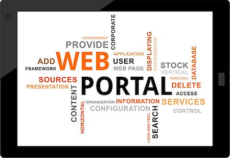 A word cloud of web portal related items Foto de stock - Super Valor sin royalties y Suscripción, Código: 400-07503287