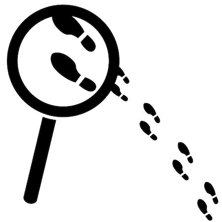 detective suspect - Concept illustration showing a magnifying glass over a few footprints Stock Photo - Budget Royalty-Free & Subscription, Code: 400-07503464