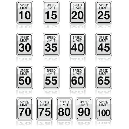 Collection of traffic signs showing different speed limits allowed Stock Photo - Budget Royalty-Free & Subscription, Code: 400-07503466
