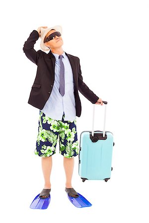 businessman holding a baggage and look up Stock Photo - Budget Royalty-Free & Subscription, Code: 400-07503507