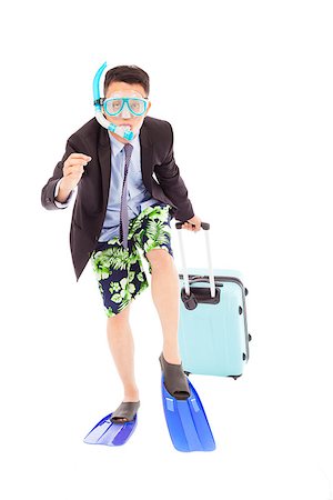 amusing businessman running pose and carrying baggage Stock Photo - Budget Royalty-Free & Subscription, Code: 400-07514154
