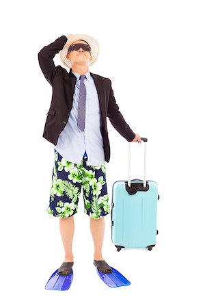businessman holding baggage and ready to go on vocation Stock Photo - Budget Royalty-Free & Subscription, Code: 400-07514158