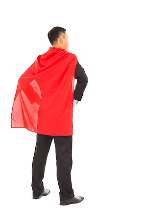 superhero back view - back view businessman with super hero red shaw Stock Photo - Budget Royalty-Free & Subscription, Code: 400-07514161