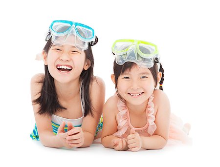 simsearch:400-05879035,k - happy little girls with swimsuit isolated on white Fotografie stock - Microstock e Abbonamento, Codice: 400-07514173
