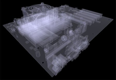 simsearch:695-05774983,k - Motherboard. X-ray isolated render on white background Foto de stock - Super Valor sin royalties y Suscripción, Código: 400-07514284