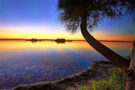 simsearch:400-07514503,k - Sunbeams reflected in the waters of Tuggerah Lakesjust after the sunset.  The Entrance North NSW Australia Stock Photo - Budget Royalty-Free & Subscription, Code: 400-07514504