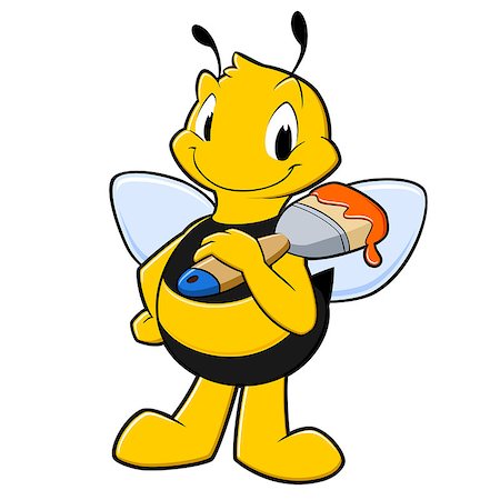 Cartoon painter bee. Isolated objects for design element, can also be used as a mascot or logo Foto de stock - Super Valor sin royalties y Suscripción, Código: 400-07514881