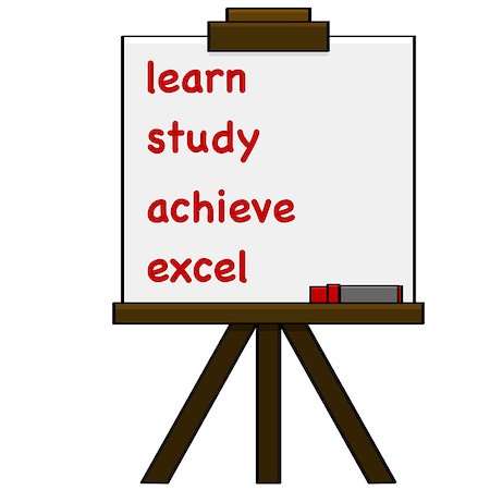 excel - Cartoon illustration showing steps for proper learning written on a piece of paper held by an easel Stock Photo - Budget Royalty-Free & Subscription, Code: 400-07515035