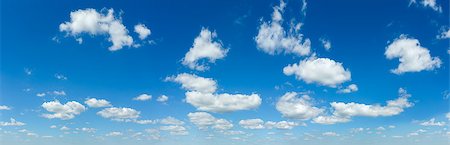 Blue sky panorama with white cumulus clouds (nature background). Stock Photo - Budget Royalty-Free & Subscription, Code: 400-07515058