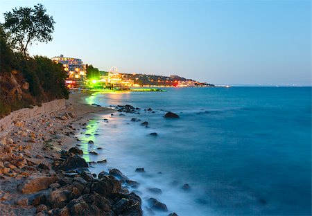 simsearch:400-07248217,k - Night summer coastline (Bulgaria, near Varna ). Foto de stock - Royalty-Free Super Valor e Assinatura, Número: 400-07515061