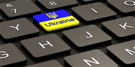 simsearch:400-07297651,k - Ukrainian flag on button of black Keyboard Stock Photo - Budget Royalty-Free & Subscription, Code: 400-07515101