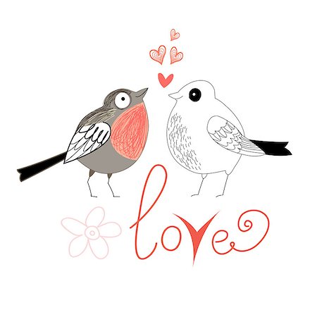 simsearch:400-07933418,k - funny love birds on a white background Photographie de stock - Aubaine LD & Abonnement, Code: 400-07515168