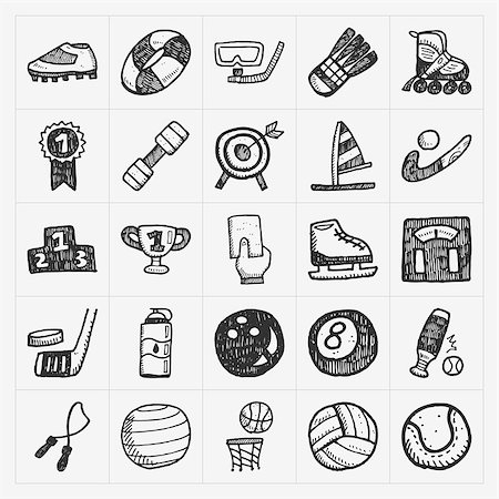 flat soccer ball - doodle sport icons Stock Photo - Budget Royalty-Free & Subscription, Code: 400-07515177