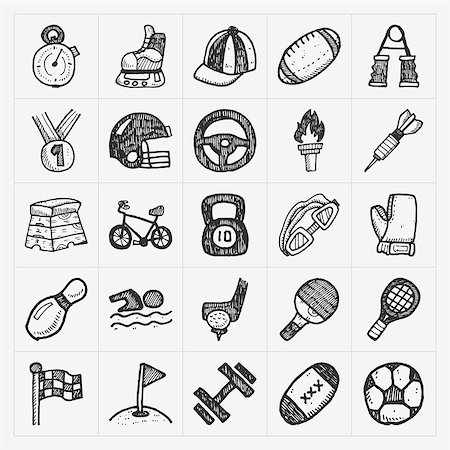 flat soccer ball - doodle sport icons Stock Photo - Budget Royalty-Free & Subscription, Code: 400-07515178