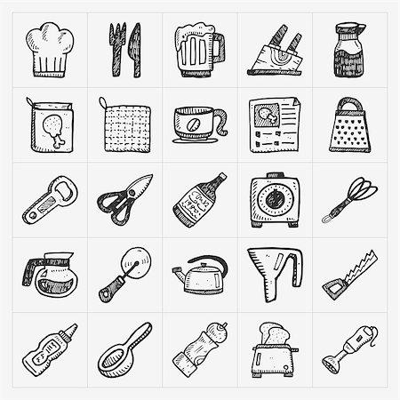 doodle kitchen icons Stock Photo - Budget Royalty-Free & Subscription, Code: 400-07515170