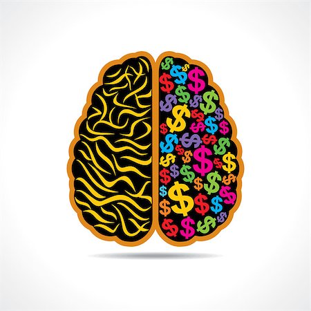 simsearch:400-06464519,k - Conceptual idea- silhouette image of brain with dollar symbol Stockbilder - Microstock & Abonnement, Bildnummer: 400-07515195