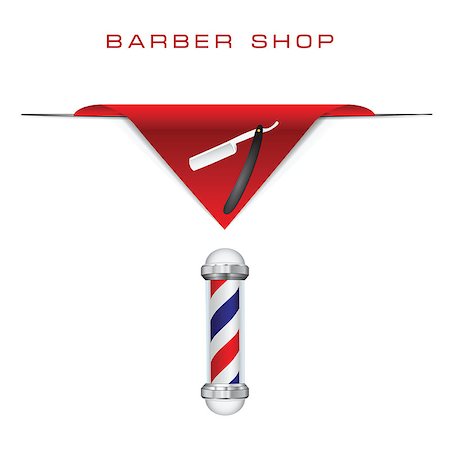 Symbols hairdresser old style razor and Barber shop pole. Vector illustration. Stock Photo - Budget Royalty-Free & Subscription, Code: 400-07515617