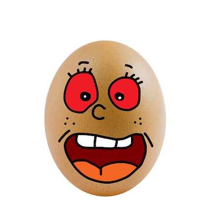 eggs with face - one  brown egg with happy face on white background . Stock Photo - Budget Royalty-Free & Subscription, Code: 400-07515675