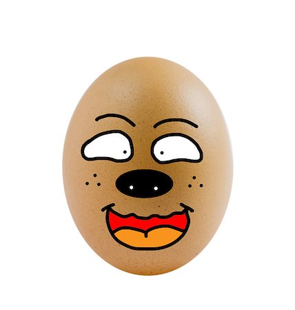 eggs with face - one  brown egg with happy face on white background . Stock Photo - Budget Royalty-Free & Subscription, Code: 400-07515670