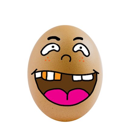 eggs with face - one  brown egg with happy face on white background . Stock Photo - Budget Royalty-Free & Subscription, Code: 400-07515686