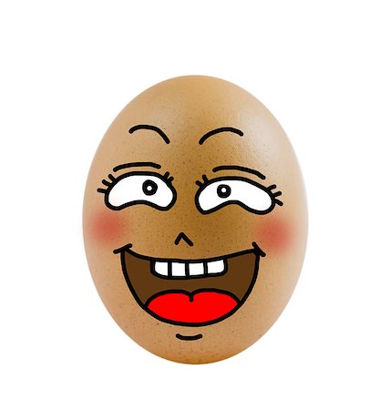 eggs with face - one  brown egg with happy face on white background . Stock Photo - Budget Royalty-Free & Subscription, Code: 400-07515681