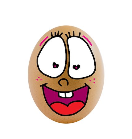 eggs with face - one  brown egg with happy face on white background . Stock Photo - Budget Royalty-Free & Subscription, Code: 400-07515692