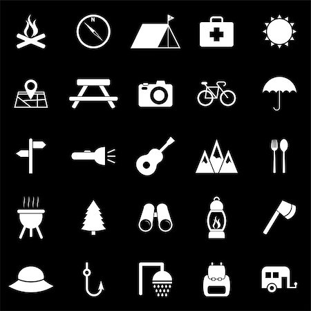 swim icon - Camping icons on black background, stock vector Stock Photo - Budget Royalty-Free & Subscription, Code: 400-07515794