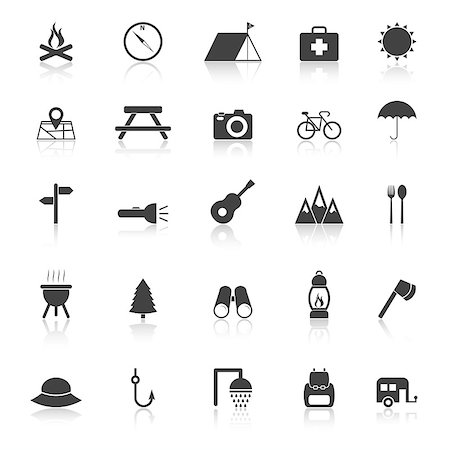 swim icon - Camping icons with reflect on white background, stock vector Stock Photo - Budget Royalty-Free & Subscription, Code: 400-07515797