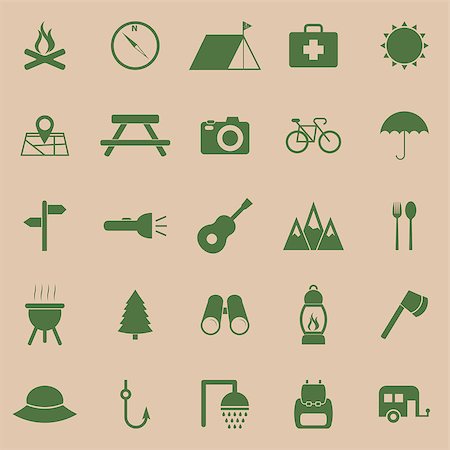 Camping color icons on brown background, stock vector Stock Photo - Budget Royalty-Free & Subscription, Code: 400-07515791