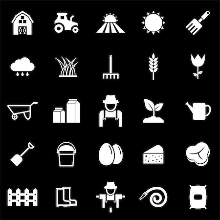 Farming icons on black background, stock vector Stock Photo - Budget Royalty-Free & Subscription, Code: 400-07515801