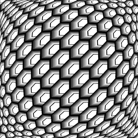 simsearch:400-07631338,k - Design monochrome warped grid hexagon pattern. Abstract latticed textured background. Vector art. No gradient Stockbilder - Microstock & Abonnement, Bildnummer: 400-07515887