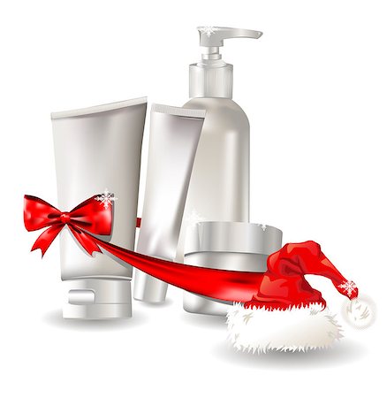simsearch:400-07470628,k - Cosmetic container gift set with santa hat Stock Photo - Budget Royalty-Free & Subscription, Code: 400-07516009