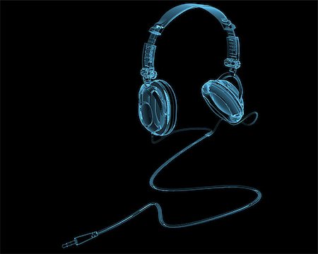 Headphones x-ray blue transparent isolated on black Foto de stock - Royalty-Free Super Valor e Assinatura, Número: 400-07516207