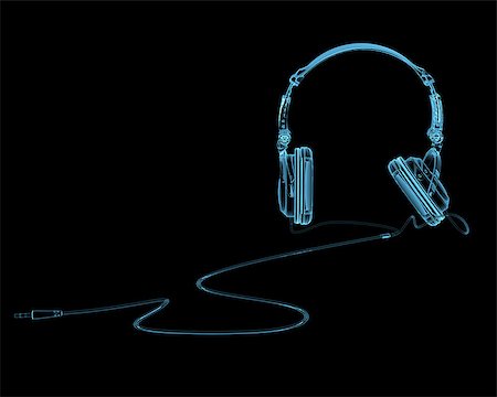 Headphones x-ray blue transparent isolated on black Foto de stock - Royalty-Free Super Valor e Assinatura, Número: 400-07516208
