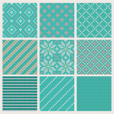 simsearch:400-07107883,k - Set of  Seamless Knitting Patterns. Vector illustration Foto de stock - Super Valor sin royalties y Suscripción, Código: 400-07516216