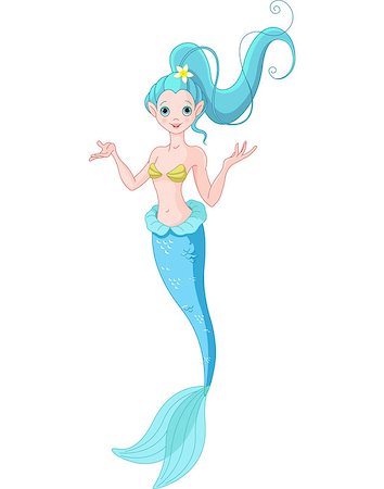 Cute Young Mermaid Presenting Stock Photo - Budget Royalty-Free & Subscription, Code: 400-07516234