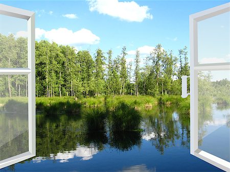 photo frame in heaven - the image of opened window to the summer field Stock Photo - Budget Royalty-Free & Subscription, Code: 400-07516417