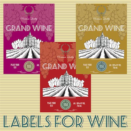 set of labels for wine with grapes Stock Photo - Budget Royalty-Free & Subscription, Code: 400-07516467