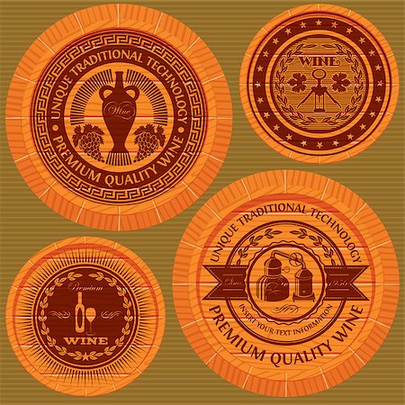 vector set of labels with wine on wooden casks Stock Photo - Budget Royalty-Free & Subscription, Code: 400-07516470