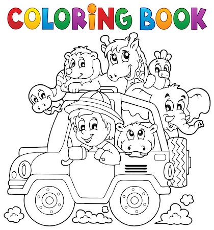 simsearch:400-08433799,k - Coloring book car traveller theme 2 - eps10 vector illustration. Stock Photo - Budget Royalty-Free & Subscription, Code: 400-07516544