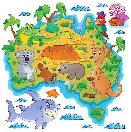 Australian map theme image 3 - eps10 vector illustration. Stock Photo - Budget Royalty-Free & Subscription, Code: 400-07516540