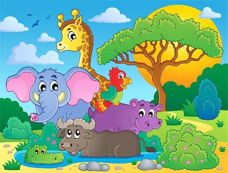 simsearch:400-08433799,k - Cute African animals theme image 8 - eps10 vector illustration. Stock Photo - Budget Royalty-Free & Subscription, Code: 400-07516550