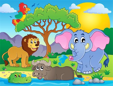 simsearch:400-04268504,k - Cute African animals theme image 9 - eps10 vector illustration. Foto de stock - Royalty-Free Super Valor e Assinatura, Número: 400-07516551