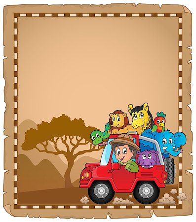 parrot snake - Parchment with car and traveller 2 - eps10 vector illustration. Stock Photo - Budget Royalty-Free & Subscription, Code: 400-07516567