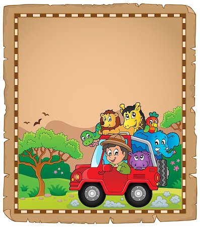 simsearch:400-08433799,k - Parchment with car and traveller 3 - eps10 vector illustration. Stock Photo - Budget Royalty-Free & Subscription, Code: 400-07516568